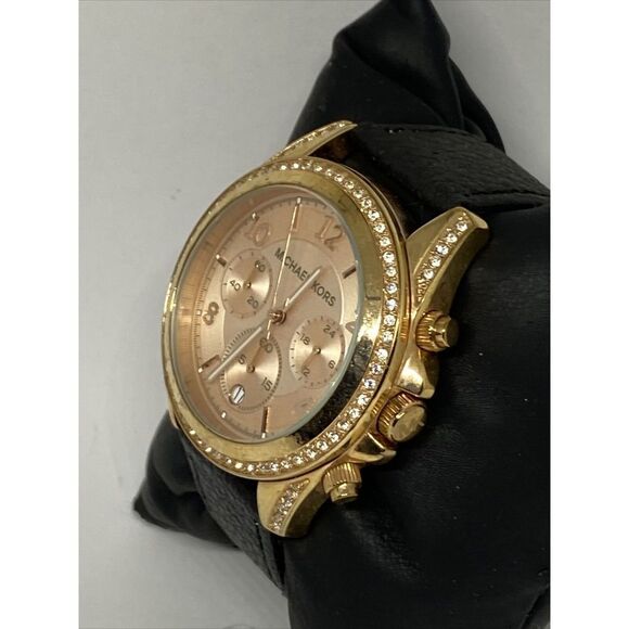 Michael Kors Blair MK5263 Women's Black Leather Analog Dial Quartz Watch EY188 - Picture 4 of 12